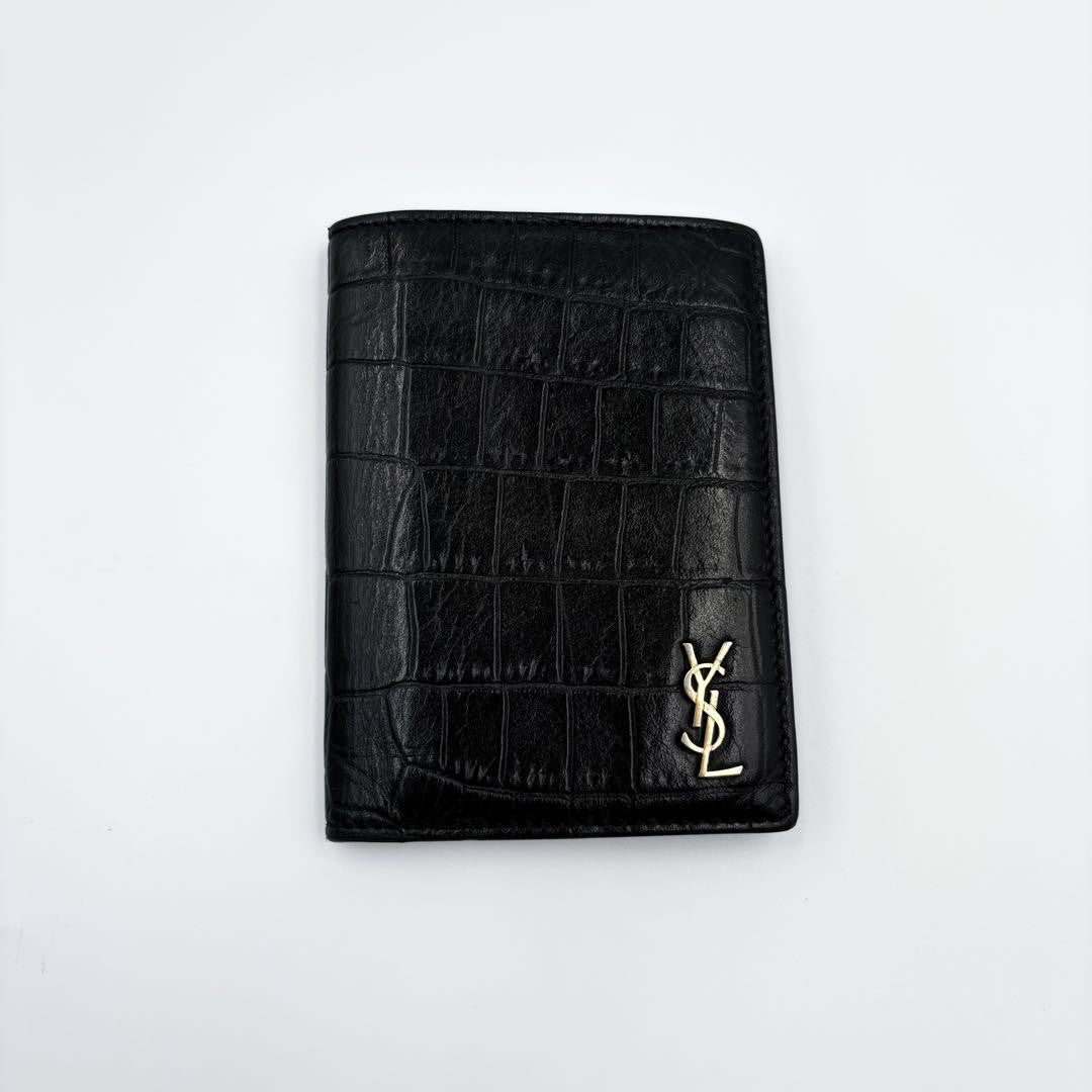 Saint Laurent Bi-fold Wallet Flap Compact Purse YSL Cassandra Black Authentic
