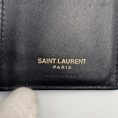 Saint Laurent Bi-fold Wallet Flap Compact Purse YSL Cassandra Black Authentic