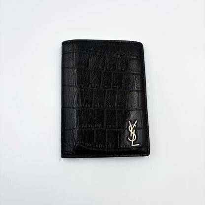 Saint Laurent Bi-fold Wallet Flap Compact Purse YSL Cassandra Black Authentic
