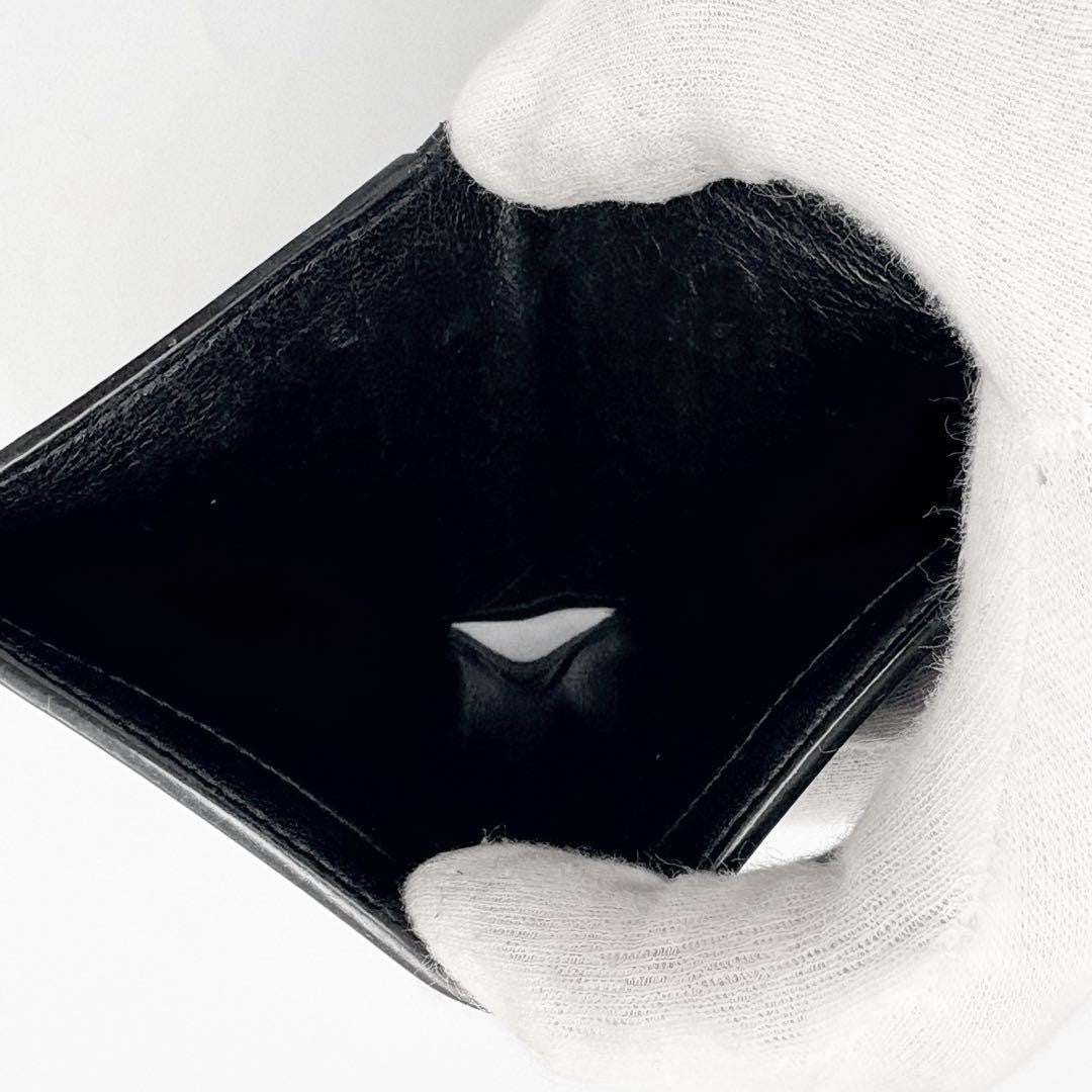 Saint Laurent Bi-fold Wallet Flap Compact Purse YSL Cassandra Black Authentic