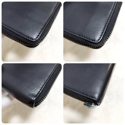 Saint Laurent Round Zip Long Wallet Purse YSL Cassandra Black Authentic
