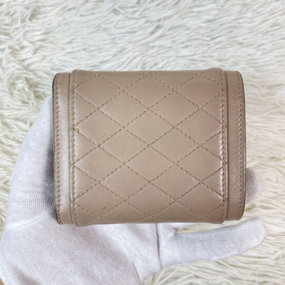Saint Laurent Tri-fold Wallet Compact Purse YSL Cassandra Pink Beige Authentic