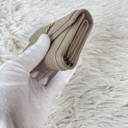 Saint Laurent Tri-fold Wallet Compact Purse YSL Cassandra Pink Beige Authentic