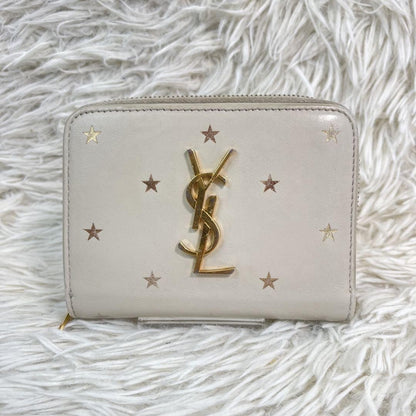 Saint Laurent Bi-fold Wallet Flap Compact Purse YSL Cassandra Cream Authentic