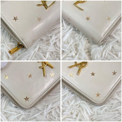 Saint Laurent Bi-fold Wallet Flap Compact Purse YSL Cassandra Cream Authentic