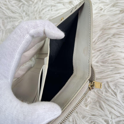 Saint Laurent Bi-fold Wallet Flap Compact Purse YSL Cassandra Cream Authentic