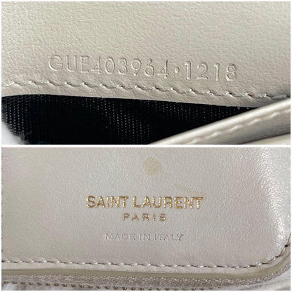 Saint Laurent Bi-fold Wallet Flap Compact Purse YSL Cassandra Cream Authentic