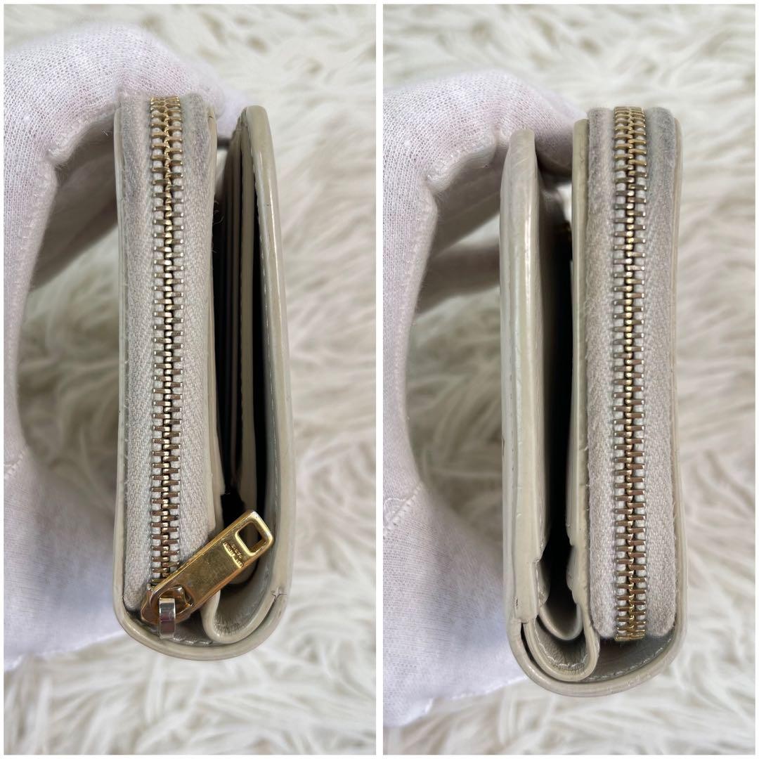 Saint Laurent Bi-fold Wallet Flap Compact Purse YSL Cassandra Cream Authentic