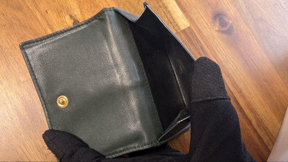 Saint Laurent Tri-fold Wallet Compact Purse YSL Cassandra Dark Green Authentic