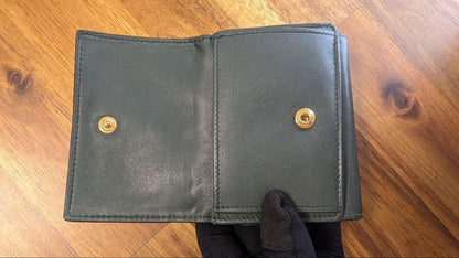 Saint Laurent Tri-fold Wallet Compact Purse YSL Cassandra Dark Green Authentic