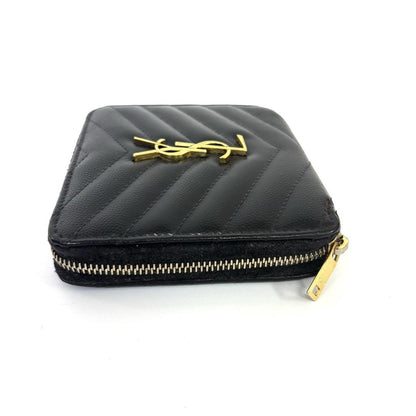 Saint Laurent Bi-fold Wallet Flap Compact Purse YSL Cassandra Leather Authentic