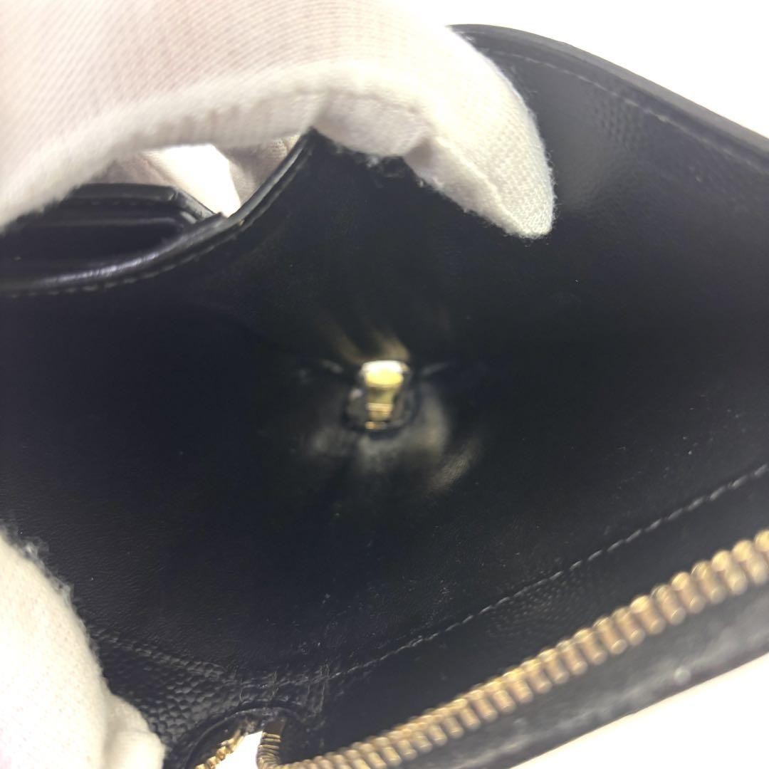 Saint Laurent Bi-fold Wallet Flap Compact Purse YSL Cassandra Leather Authentic