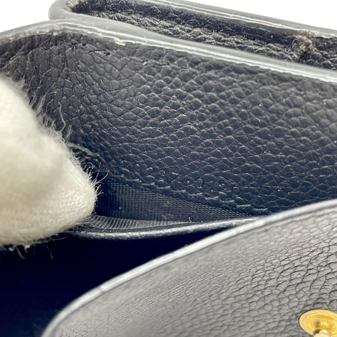 Saint Laurent Tri-fold Wallet Compact Purse YSL Cassandra Black Authentic