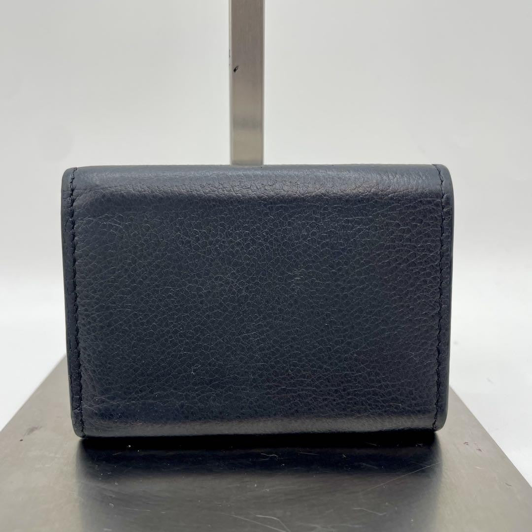 Saint Laurent Tri-fold Wallet Compact Purse YSL Cassandra Black Authentic