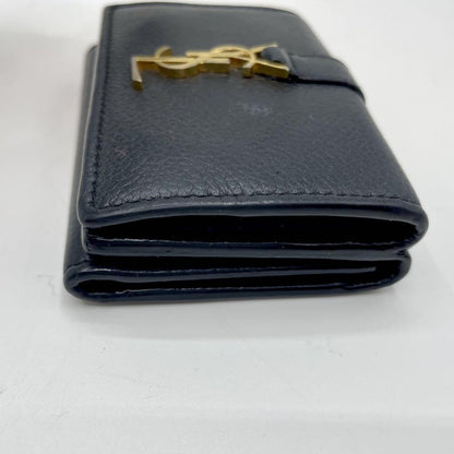 Saint Laurent Tri-fold Wallet Compact Purse YSL Cassandra Black Authentic