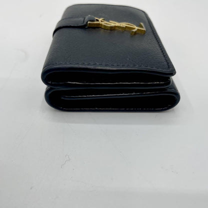 Saint Laurent Tri-fold Wallet Compact Purse YSL Cassandra Black Authentic