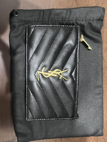 Saint Laurent Coin Case Card Holder Wallet Purse Compact YSL Cassandra Black