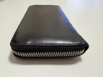 Saint Laurent Round Zip Long Wallet Purse YSL Cassandra Black Authentic