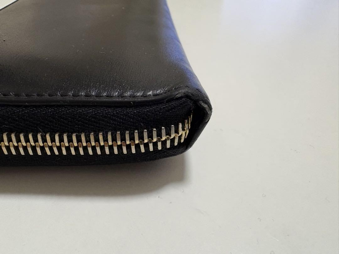 Saint Laurent Round Zip Long Wallet Purse YSL Cassandra Black Authentic
