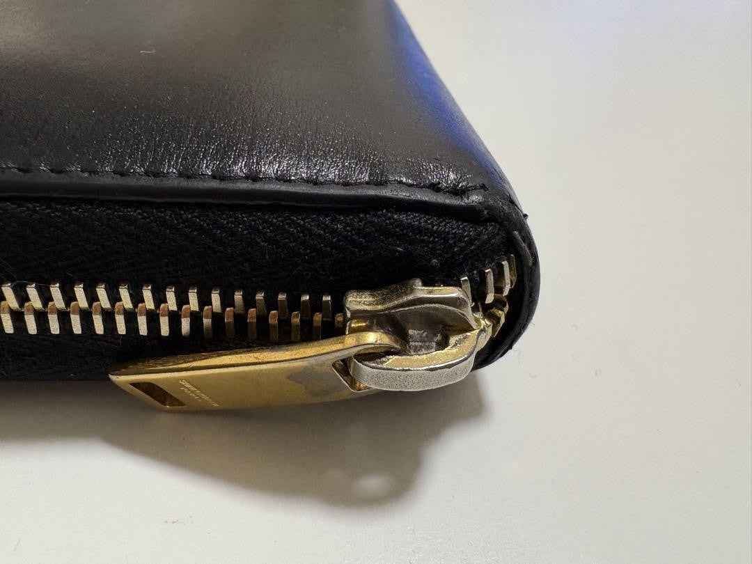 Saint Laurent Round Zip Long Wallet Purse YSL Cassandra Black Authentic