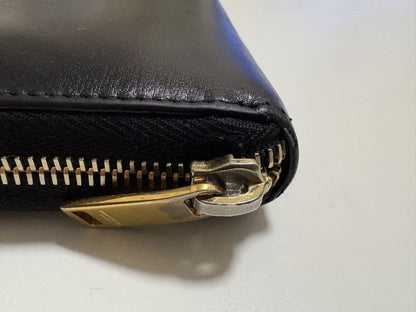 Saint Laurent Round Zip Long Wallet Purse YSL Cassandra Black Authentic