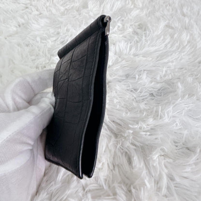 Saint Laurent Bi-fold Card Holder Wallet Case Flap Purse YSL Cassandra Black