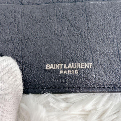 Saint Laurent Bi-fold Card Holder Wallet Case Flap Purse YSL Cassandra Black