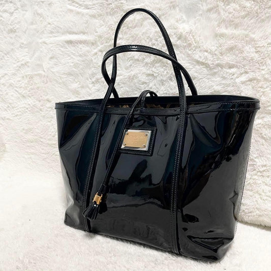 Dolce & Gabbana Hand Bag Tote Purse Leopard Black Brown Authentic