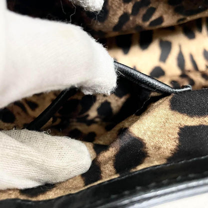 Dolce & Gabbana Hand Bag Tote Purse Leopard Black Brown Authentic