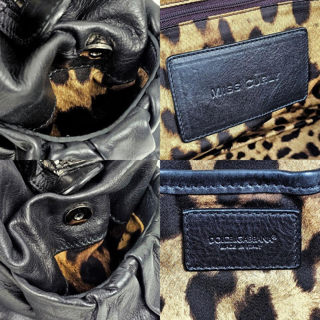 Dolce & Gabbana Hand Bag Tote Purse Leopard Leather Black Authentic