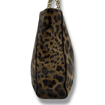Dolce & Gabbana Hand Bag Tote Purse Leopard PVC Leather Authentic