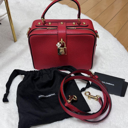 Dolce & Gabbana Hand Bag Tote Purse Red Authentic