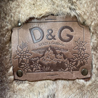 Dolce & Gabbana Shoulder Bag Purse Fur Suede Brown Authentic