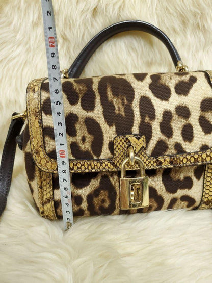 Dolce & Gabbana Shoulder Bag Purse Leopard Brown Beige Authentic