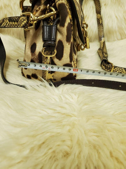 Dolce & Gabbana Shoulder Bag Purse Leopard Brown Beige Authentic