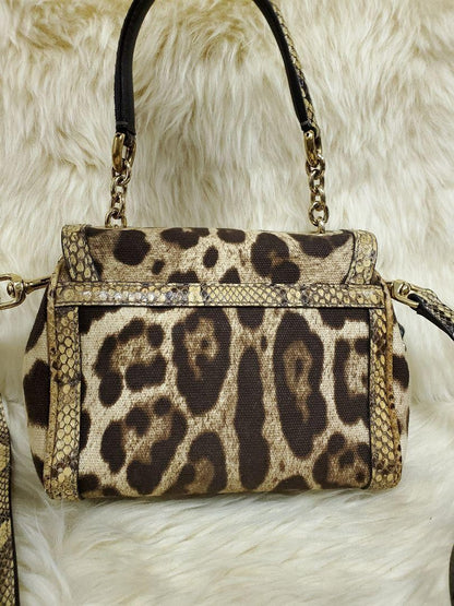Dolce & Gabbana Shoulder Bag Purse Leopard Brown Beige Authentic