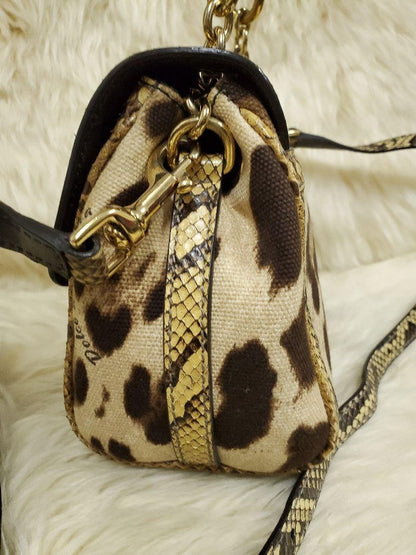 Dolce & Gabbana Shoulder Bag Purse Leopard Brown Beige Authentic