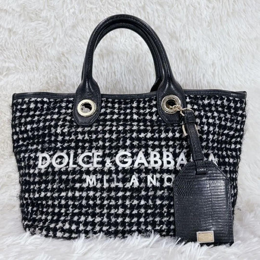 Dolce & Gabbana Hand Bag Tote Purse Black White Authentic