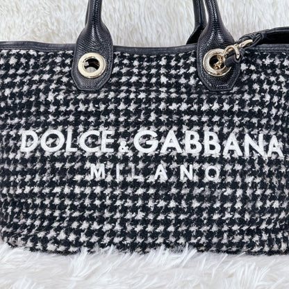 Dolce & Gabbana Hand Bag Tote Purse Black White Authentic