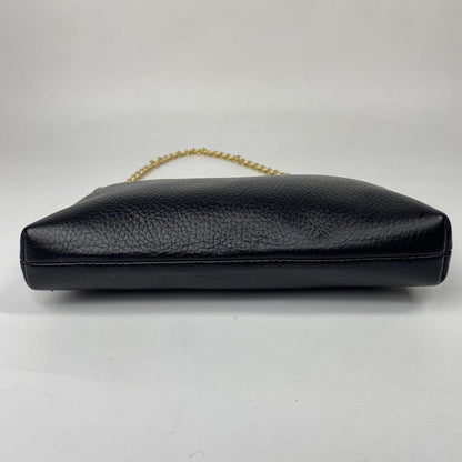 Dolce & Gabbana Accessory Pouch Hand Bag Tote Purse Leopard Leather Black Auth