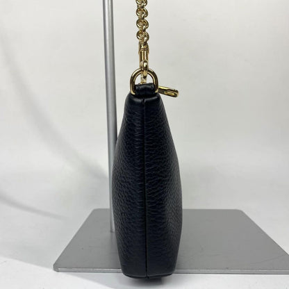 Dolce & Gabbana Accessory Pouch Hand Bag Tote Purse Leopard Leather Black Auth