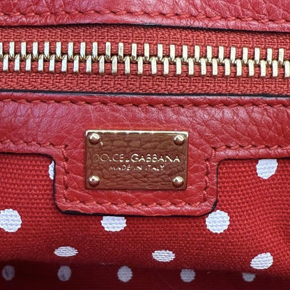 Dolce & Gabbana Hand Shoulder Bag Tote Purse 2way Leather Red Authentic