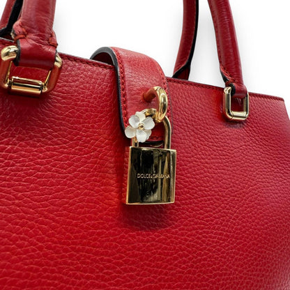 Dolce & Gabbana Hand Shoulder Bag Tote Purse 2way Leather Red Authentic