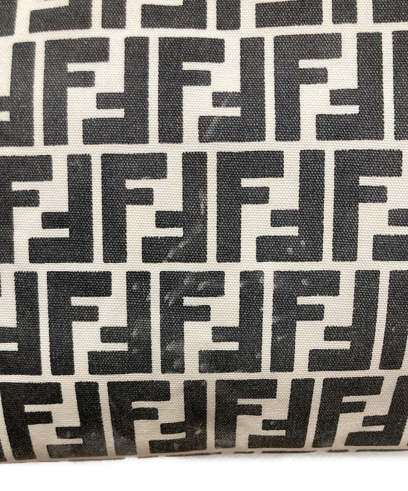 FENDI Hand Bag Tote Purse FF Zucca White Gray Authentic
