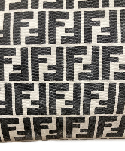 FENDI Hand Bag Tote Purse FF Zucca White Gray Authentic