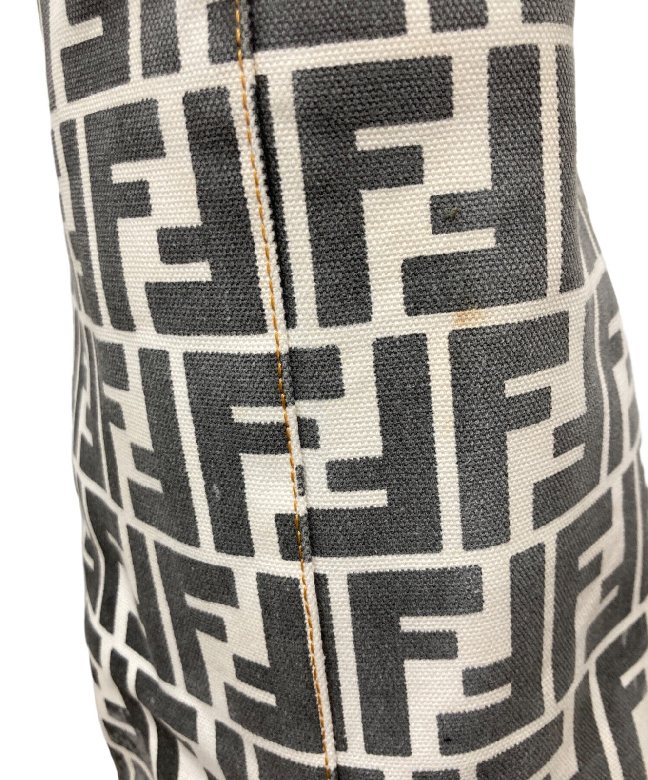 FENDI Hand Bag Tote Purse FF Zucca White Gray Authentic