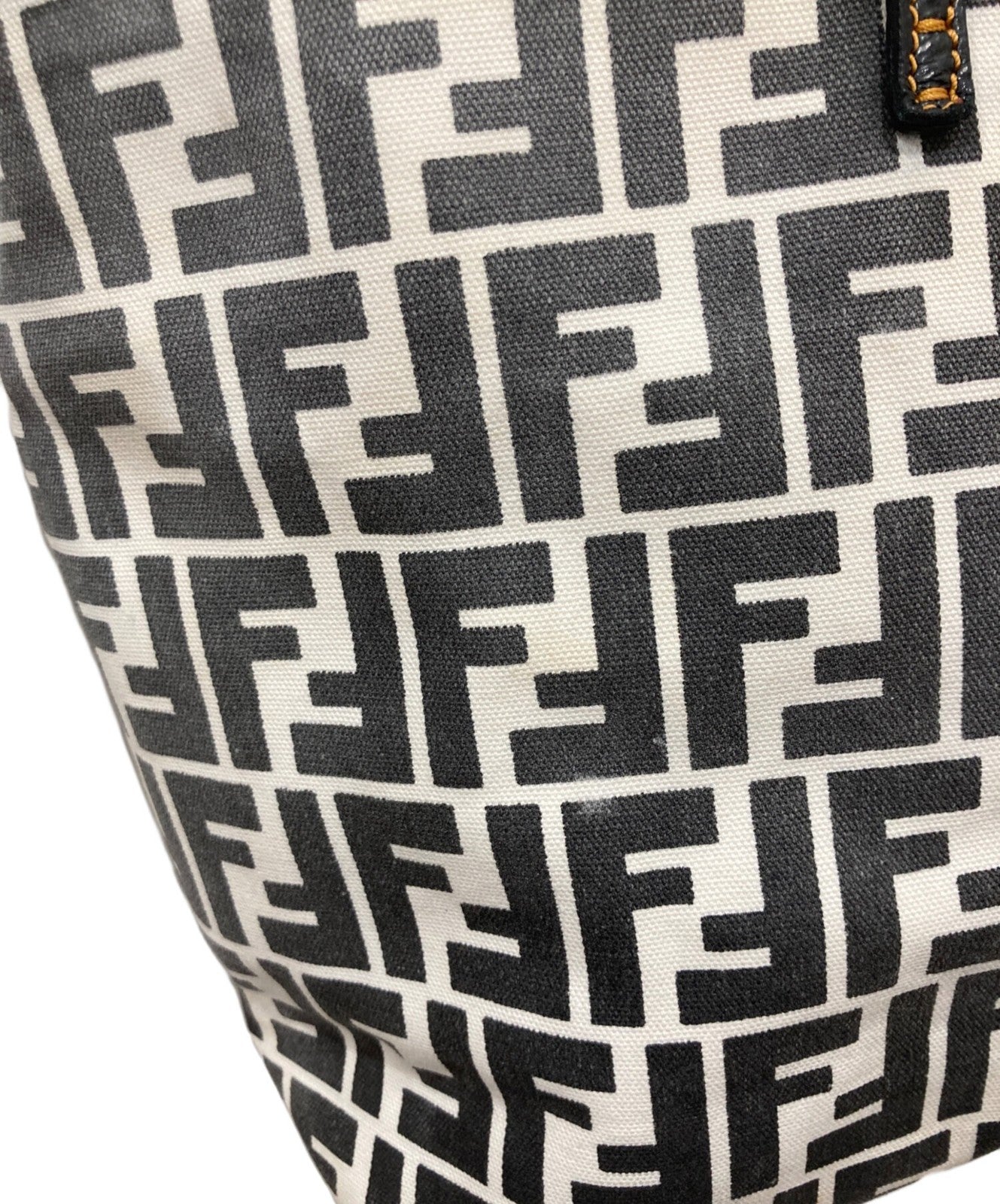 FENDI Hand Bag Tote Purse FF Zucca White Gray Authentic