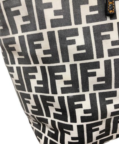 FENDI Hand Bag Tote Purse FF Zucca White Gray Authentic