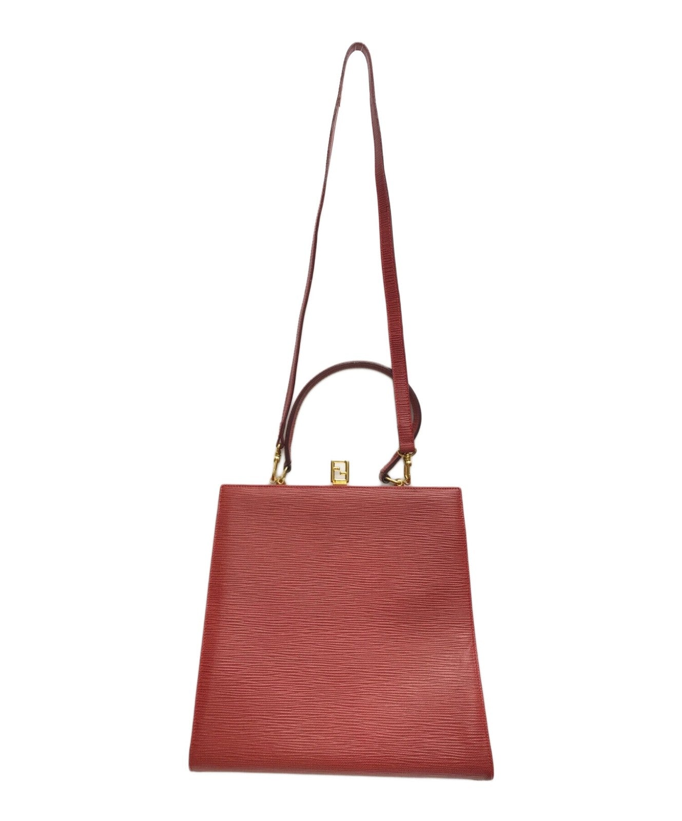 FENDI Hand Shoulder Bag Tote Purse 2way FF Red Authentic