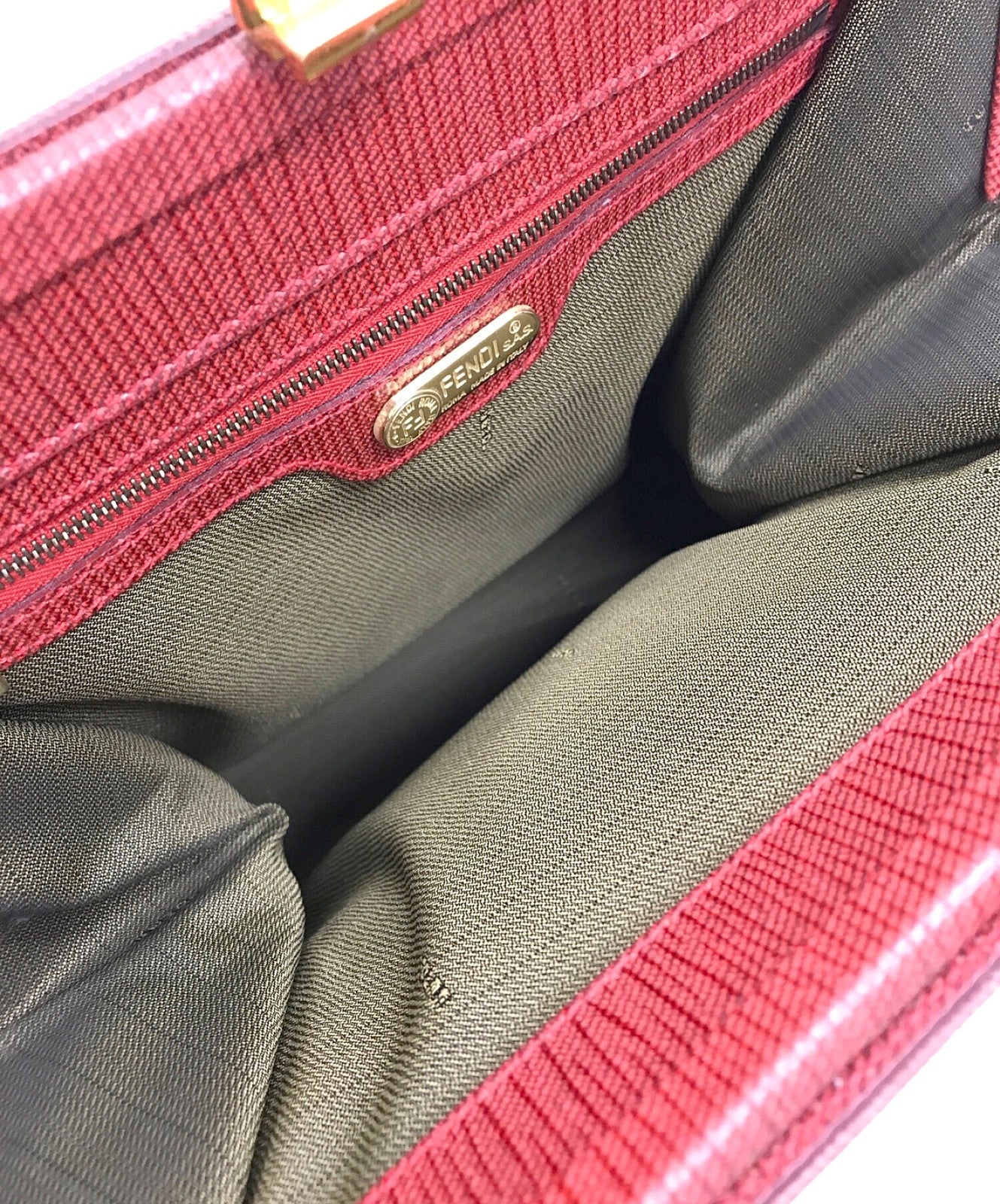 FENDI Hand Shoulder Bag Tote Purse 2way FF Red Authentic